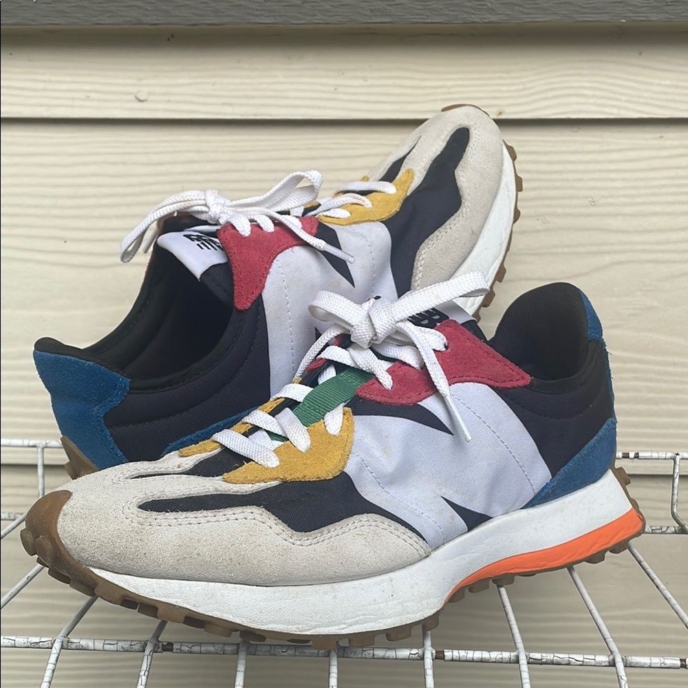 New Balance 327 US 9.5 Multi Color Blue Red Yellow Shoes Summer Fog